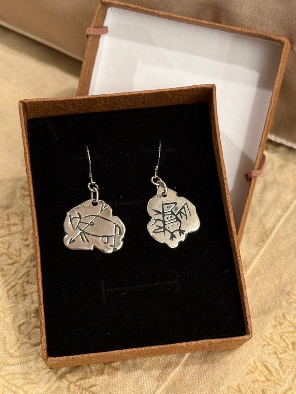 Native American Indian Designed Earrings - Sterling Silver - Picture 2 of 4